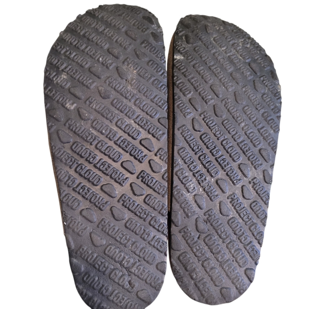 Women’s Brown Suede Slide Clogs with Buckle - Picture 6 of 8